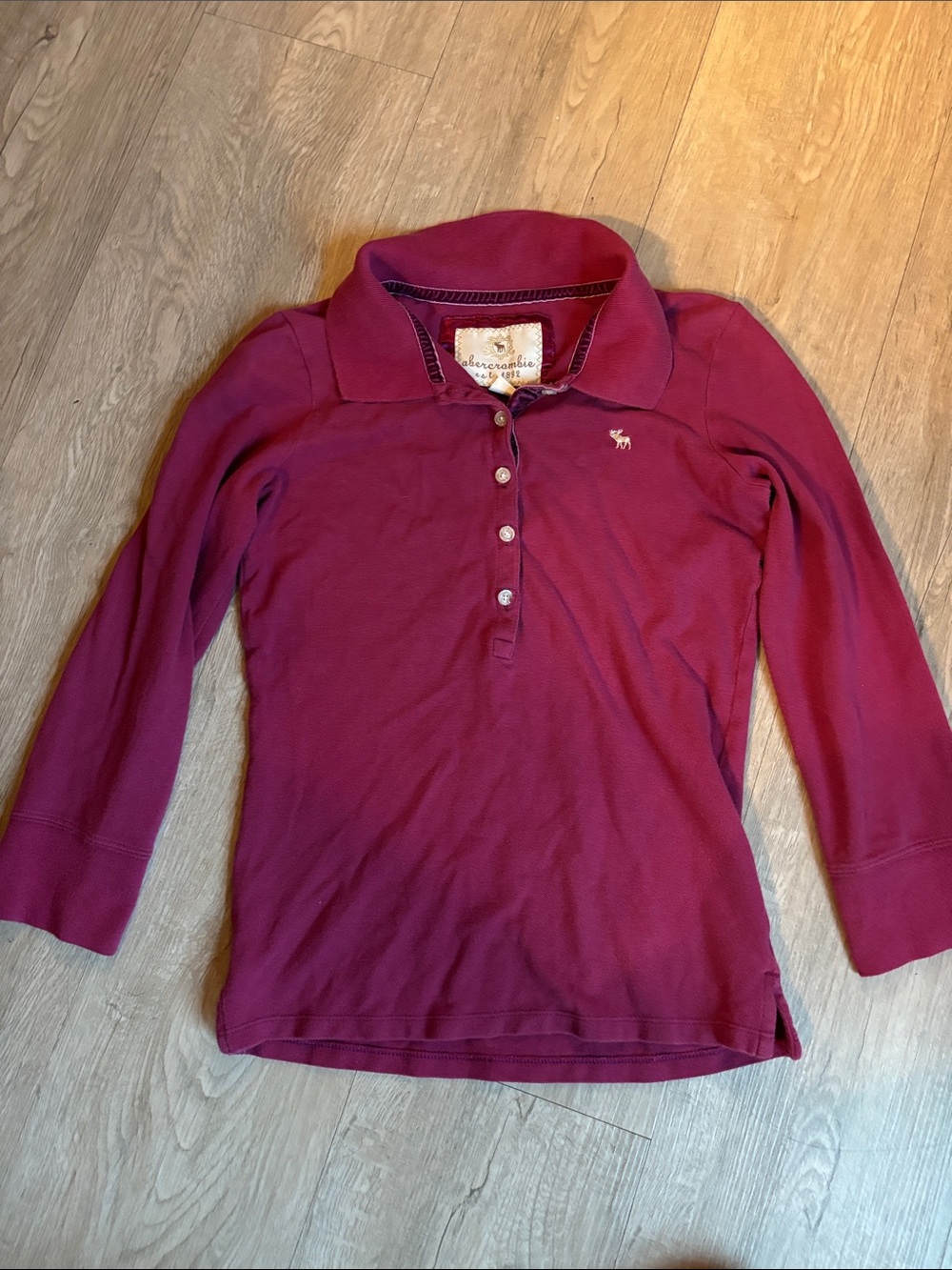Abercrombie & Fitch Girls' Quarter sleeve Sleeve Raspberry Polo